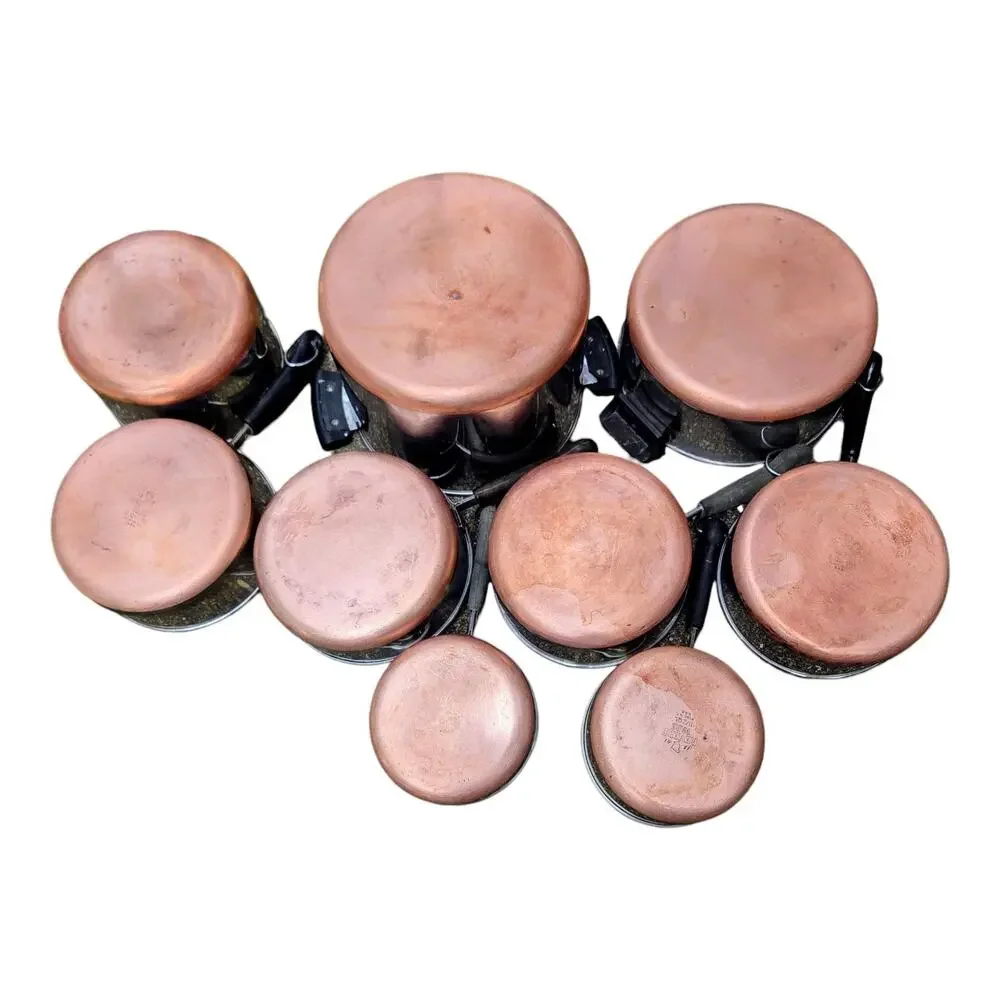 Revere Ware Vintage Copper Bottom Pots And Pans 16 Piece Stainless Cookware Lot